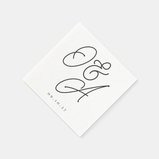 Zwart-witscript Watermark Monogram Weddenschap Servet (Hoek)