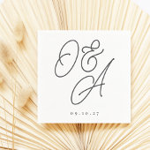 Zwart-witscript Watermark Monogram Weddenschap Servet