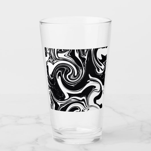 Zwart-witscrollen Natte verf handverf Glas (Voorkant)