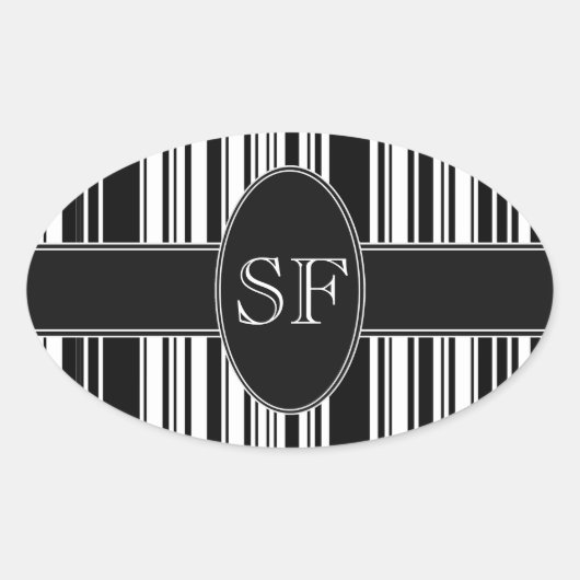 Zwart-witstreepjescode Ovale Sticker (Voorkant)