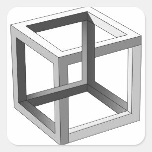 Zwart-witte 3D kubus abstract geometrisch Vierkante Sticker