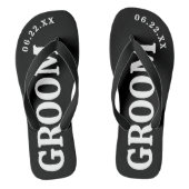 Zwart-witte aangepaste bruidegom trouw Flip Flops (Voetbed)