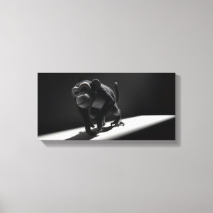 Zwart-Witte Aap Canvas Afdruk