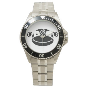 Zwart-witte aap horloge