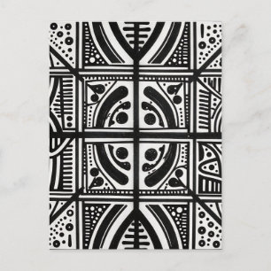 Zwart Witte Abstracte Geometrische Patroon Briefkaart