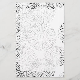 Zwart-witte abstracte lente bloemen briefpapier