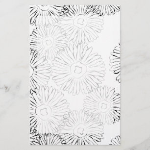 Zwart-witte abstracte lente bloemen briefpapier
