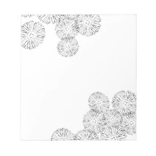 Zwart-witte abstracte lentebloemen notitieblok