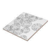 Zwart-witte abstracte lentebloemen tegeltje (Zijkant)