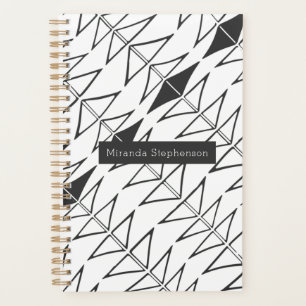 Zwart witte Abstracte Lijnen Vormen Persoonlijke P Planner
