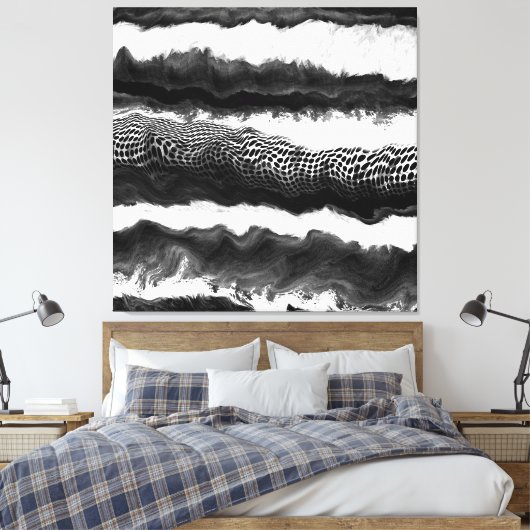 Zwart-witte Abstracte moderne verlichtingskunst Canvas Afdruk (Insitu (Slaapkamer))