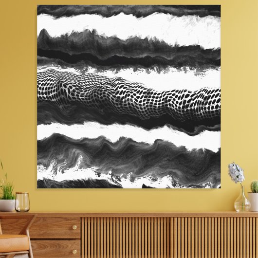 Zwart-witte Abstracte moderne verlichtingskunst Canvas Afdruk (Insitu (Woonkamer))