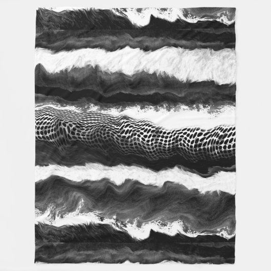 Zwart-witte Abstracte moderne verlichtingskunst Fleece Deken (Voorkant)