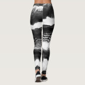 Zwart-witte Abstracte moderne verlichtingskunst Leggings (Achterkant)