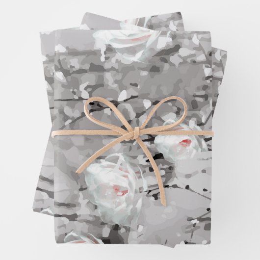 Zwart-witte Abstracte sneeuwventilator Inpakpapier Vel (In situ)