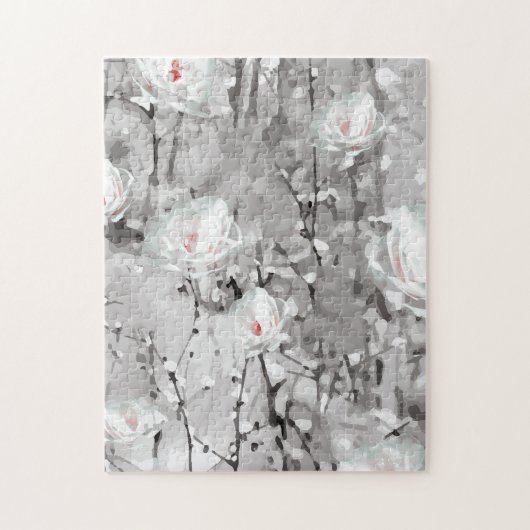 Zwart-witte Abstracte sneeuwventilator Legpuzzel (Verticaal)