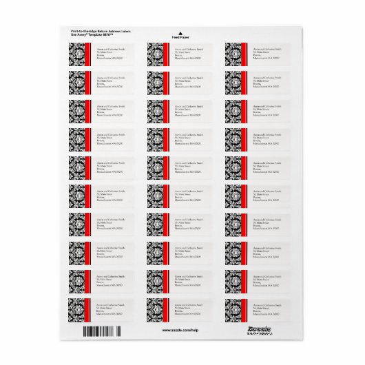 Zwart-witte Adresetiketten met rood Etiket (Full Sheet)