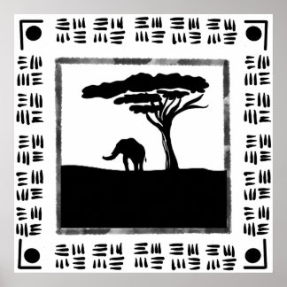 Zwart Witte Afrika Olifant Poster
