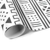 Zwart | Witte Afrikaanse modder geïnspireerd Cadeaupapier (Rol Hoek)