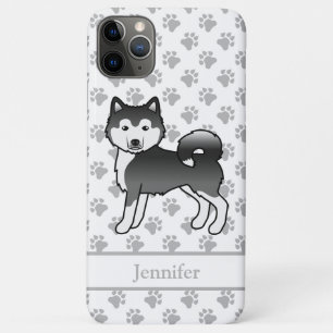 Zwart-Witte Alaskaanse Malamute Mooie Hond & Naam iPhone 11 Pro Max Hoesje