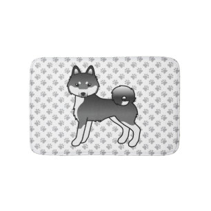Zwart-witte Alaskan Klee Kai Schattige Cartoon Hon Badmat