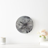 ZWART WITTE AMARYLLIS WANDKLok Ronde Klok (Huis)