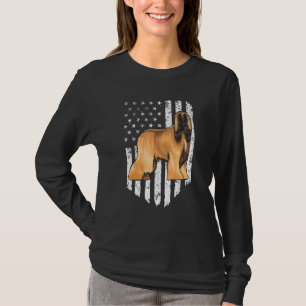 Zwart Witte Amerikaanse Vlag Afghaanse Windhond 4 T-shirt