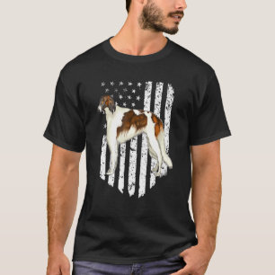 Zwart Witte Amerikaanse Vlag Borzoi 4 juli Amerika T-shirt