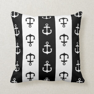 Zwart-witte anchor decoratieve piloot kussen