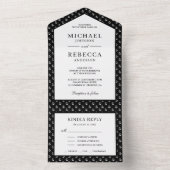 Zwart-witte anchors Nautical Wedding All In One Uitnodiging (Binnen)