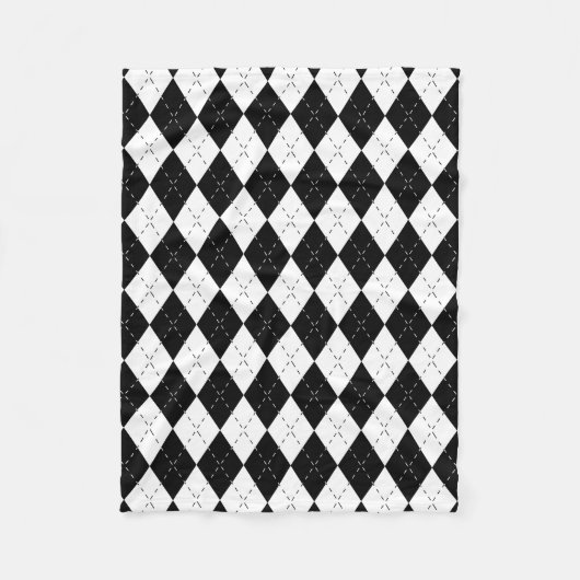 Zwart-witte Argyle Fleece Deken (Voorkant)
