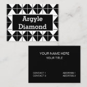 Zwart-witte Argyle Visitekaartje (Voorkant / Achterkant)