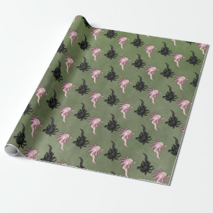 Zwart-witte Axolotls Art Cadeaupapier