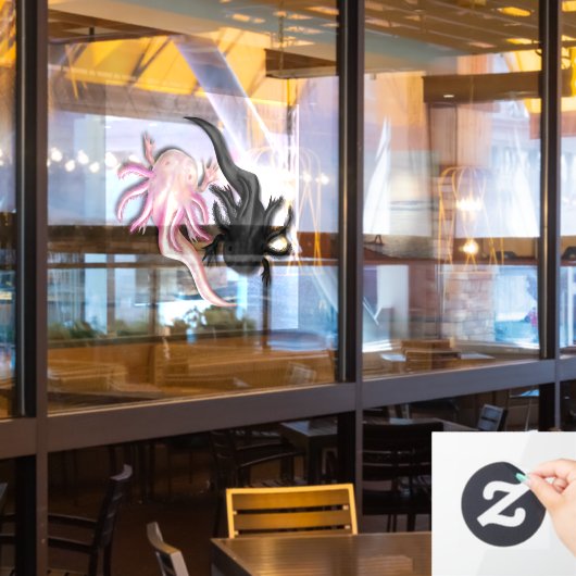 Zwart-witte Axolotls Art Raamsticker (Restaurant Raam)