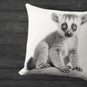 Zwart & Witte Baby Lemur Vierkante Worp Kussen
