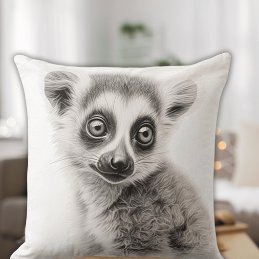 Zwart & Witte Babylemur Vierkante Kussenhoes Kussen