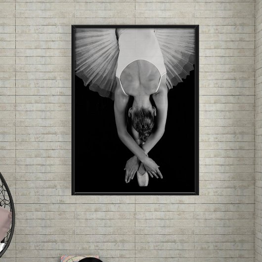 Zwart-witte ballerina art afdrukken poster