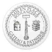 Zwart-witte bankbakkerij keramische knop (Voorkant)