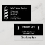 Zwart-witte Barber met 2 ronde Sjablonen korting o Visitekaartje (Voorkant / Achterkant)