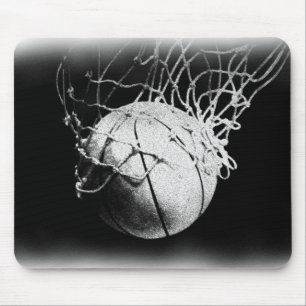 Zwart-witte Basketball Art Muismat