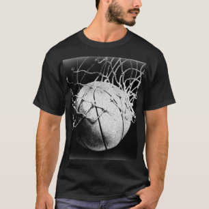 Zwart-witte Basketball Art T-shirt