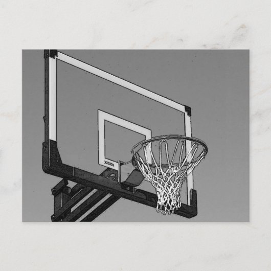 Zwart-witte Basketball-hoop Briefkaart (Voorkant)