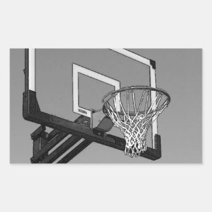 Zwart-witte Basketball-hoop Rechthoekige Sticker