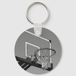 Zwart-witte Basketball-hoop Sleutelhanger