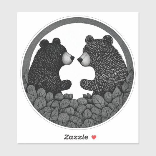 Zwart-witte beren sticker (Vel)