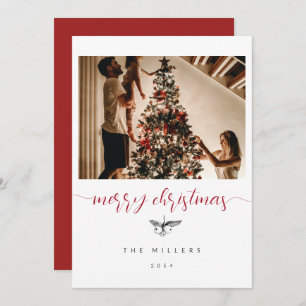 Zwart witte bessen schets familie foto Kerstmis Feestdagenkaart