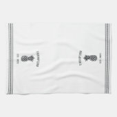 Zwart-witte bijtende anananassen op maat theedoek (Horizontaal)