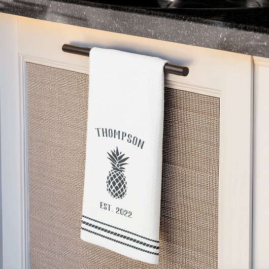 Zwart-witte bijtende anananassen op maat theedoek