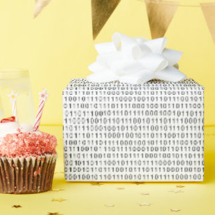 Zwart Witte Binaire Streep Cadeaupapier