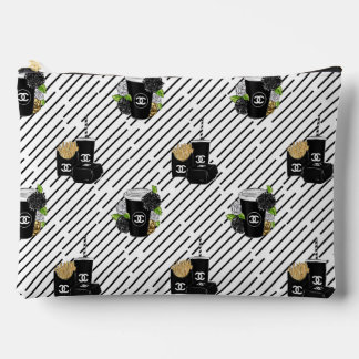 Zwart-witte bistro cosmetic tasje met strepen etui